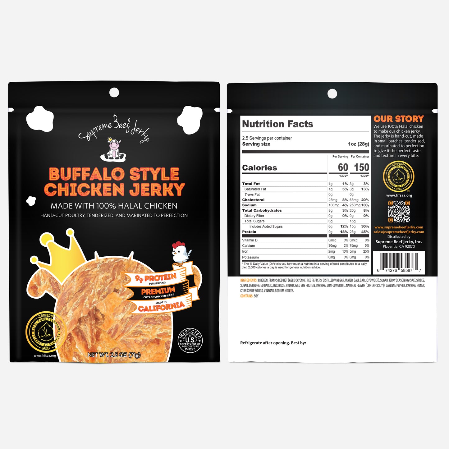 VARIETY 7-PACK, 2.5 OZ, HALAL BEEF AND CHICKEN JERKY, MARINATED JERKY, HANDCRAFTED GOURMET MEAT SNACKS