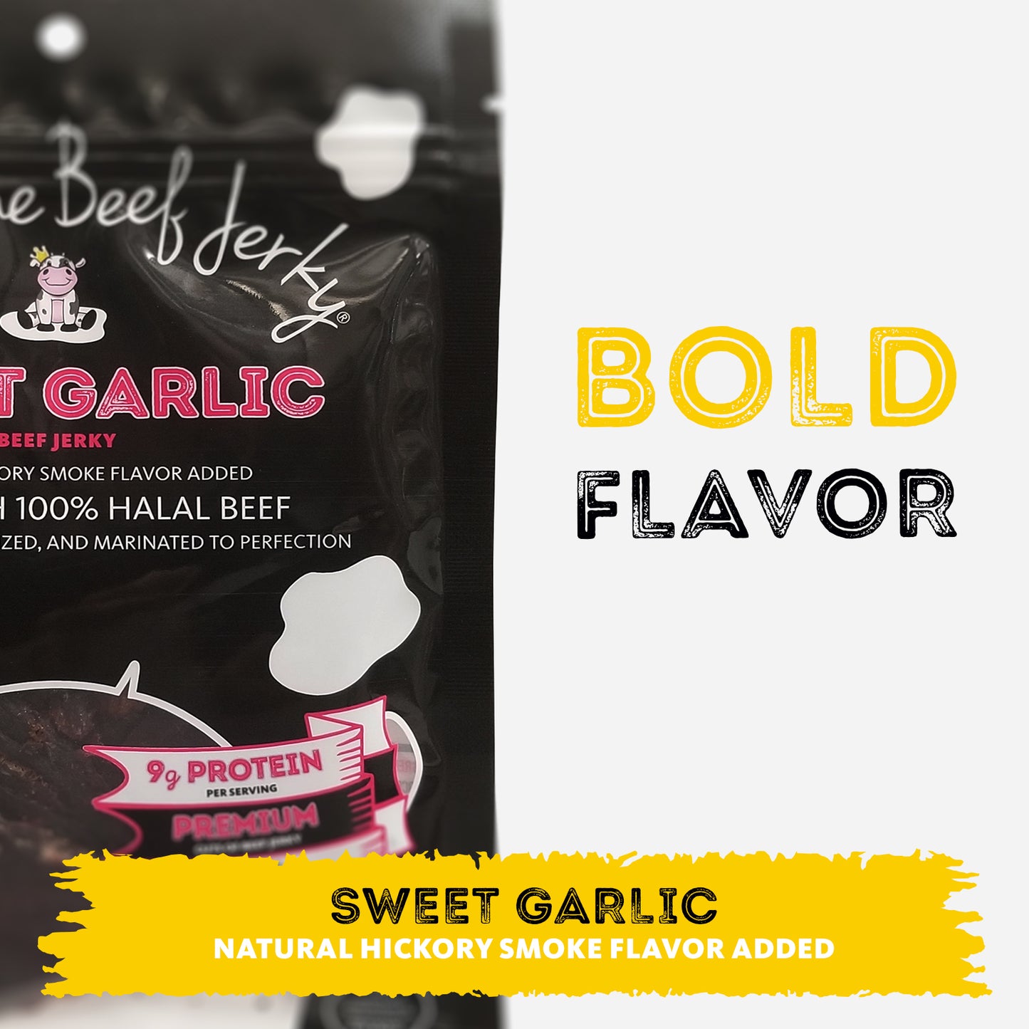 HALAL BEEF JERKY, MARINATED BEEF JERKY, HANDCRAFTED GOURMET MEAT SNACKS, 2.5 OZ (SWEET GARLIC)