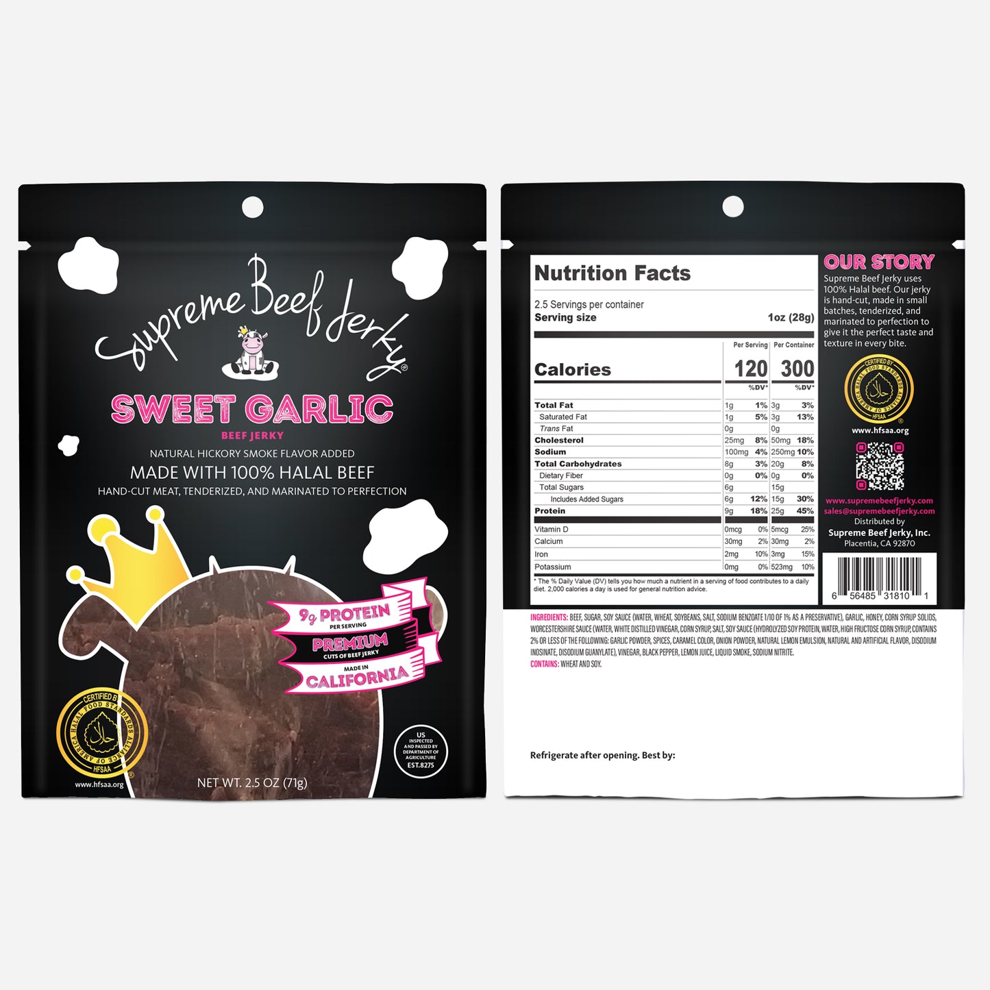 VARIETY 7-PACK, 2.5 OZ, HALAL BEEF AND CHICKEN JERKY, MARINATED JERKY, HANDCRAFTED GOURMET MEAT SNACKS