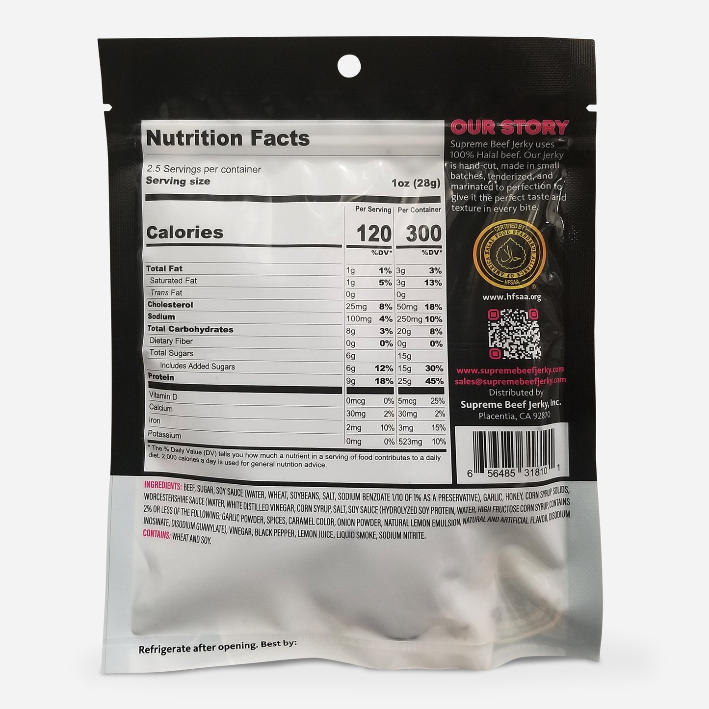 HALAL BEEF JERKY, MARINATED BEEF JERKY, HANDCRAFTED GOURMET MEAT SNACKS, 2.5 OZ (SWEET GARLIC)