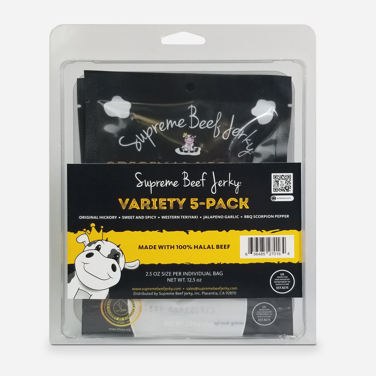 VARIETY 5-PACK, 2.5 OZ, HALAL BEEF JERKY, MARINATED BEEF JERKY