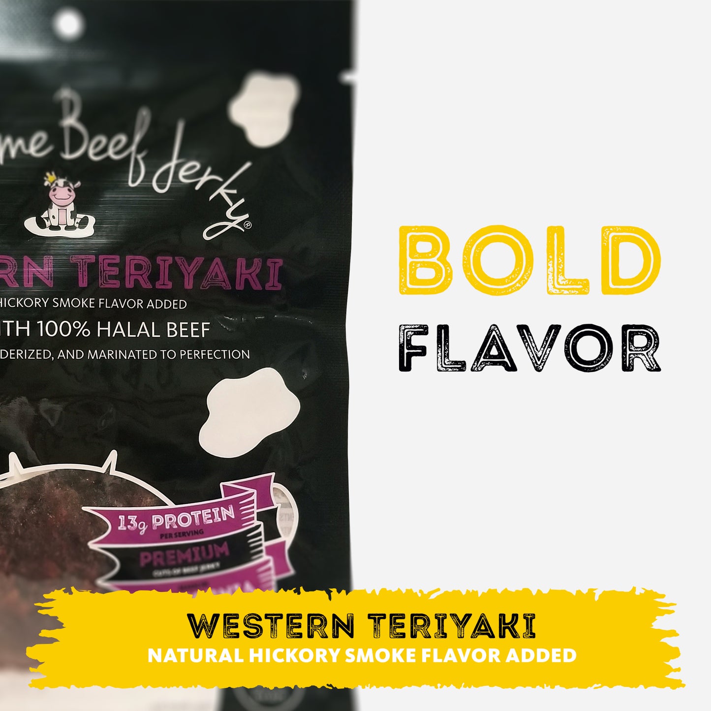 B2G1 DEAL - HALAL BEEF JERKY, MARINATED SPICY BEEF JERKY, HANDCRAFTED GOURMET MEAT SNACKS, 2.5 OZ (WESTERN TERIYAKI) 3-PACK