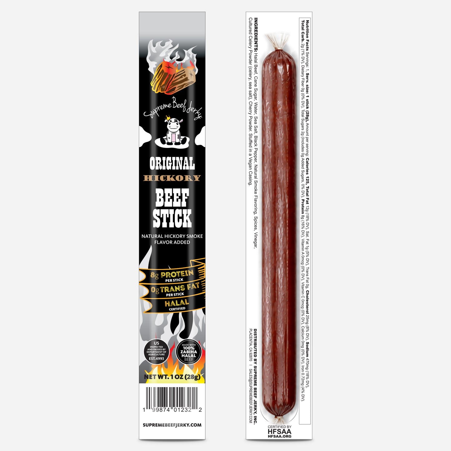 HALAL BEEF STICKS, SMOKED BEEF STICK, HANDCRAFTED GOURMET MEAT SNACKS, 20 COUNT, 1 OZ (ORIGINAL HICKORY)